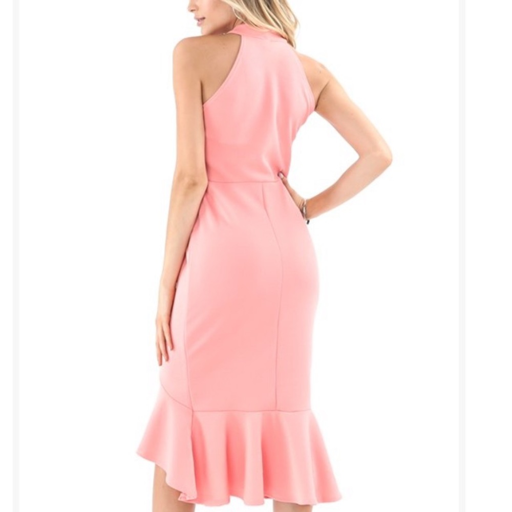 Bella Berry Pink Choker Ruffle Bodycon Dress - Picture 6 of 6